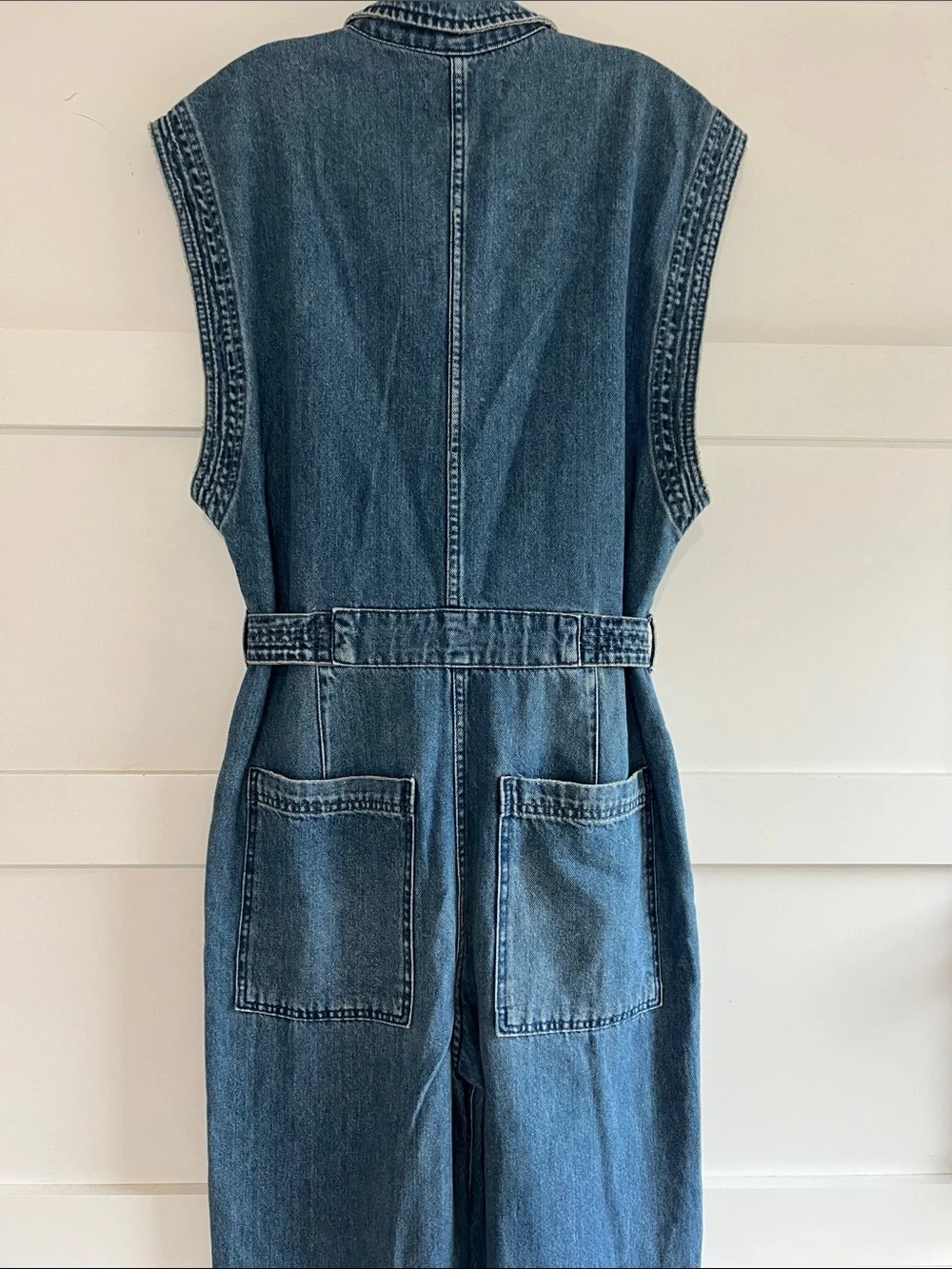 We The Free Women's Sleeveless Denim Jumpsuit in Blue - Picture 5 of 7